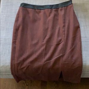 Leather trim pencil skirt